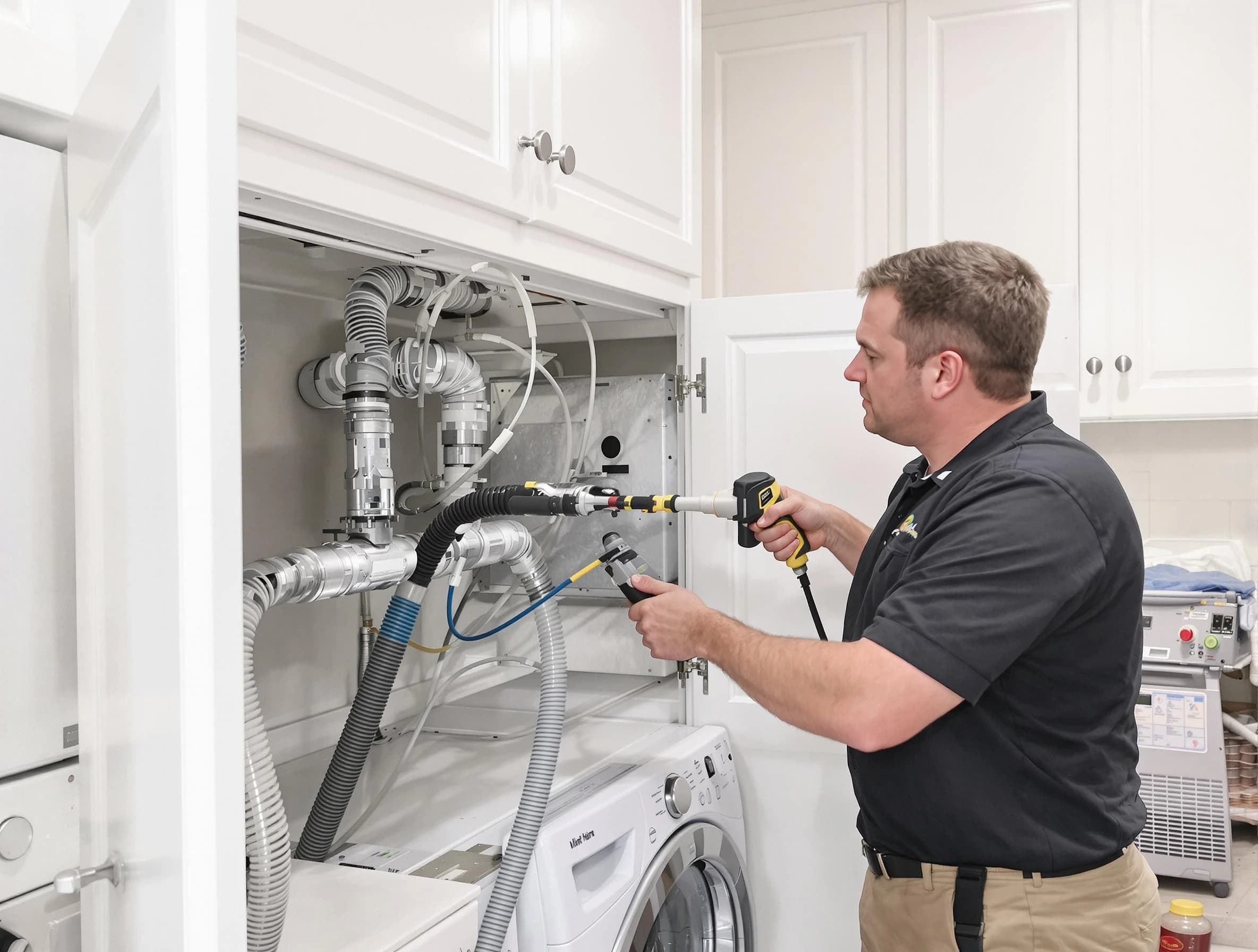 New Bedford Dryer Vent Cleaning professional removing severe blockage from a clogged dryer vent in New Bedford