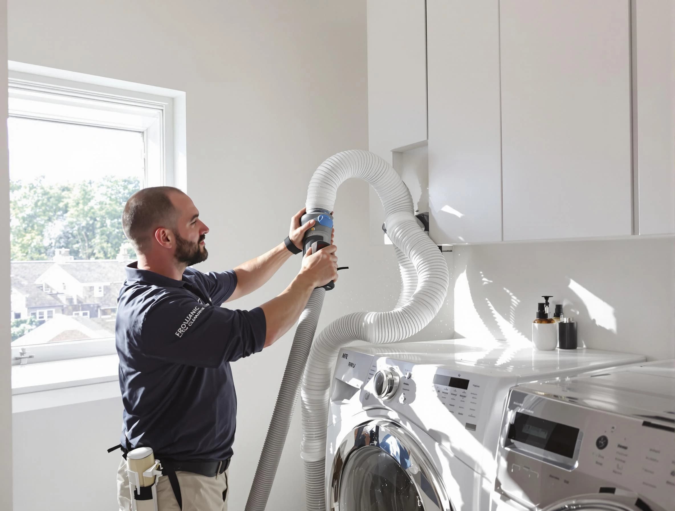 Certified New Bedford Dryer Vent Cleaning technician performing dryer vent cleaning in New Bedford