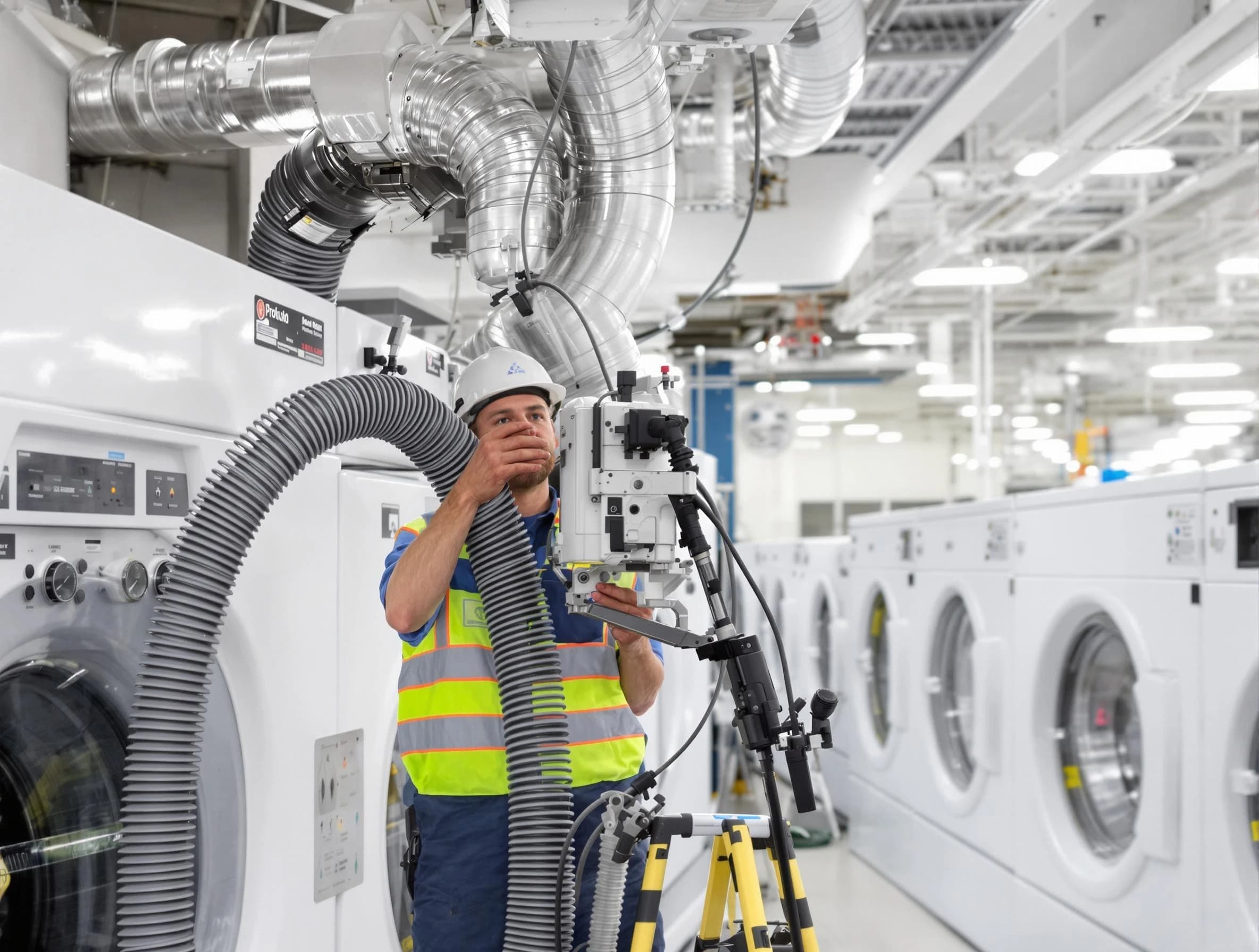 New Bedford Dryer Vent Cleaning team performing commercial-grade dryer vent cleaning at a business facility in New Bedford