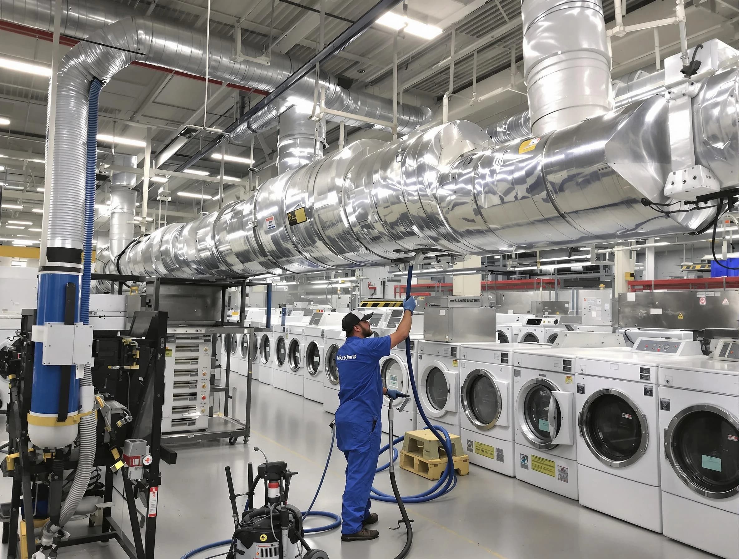 New Bedford Dryer Vent Cleaning team performing heavy-duty industrial dryer vent cleaning in New Bedford