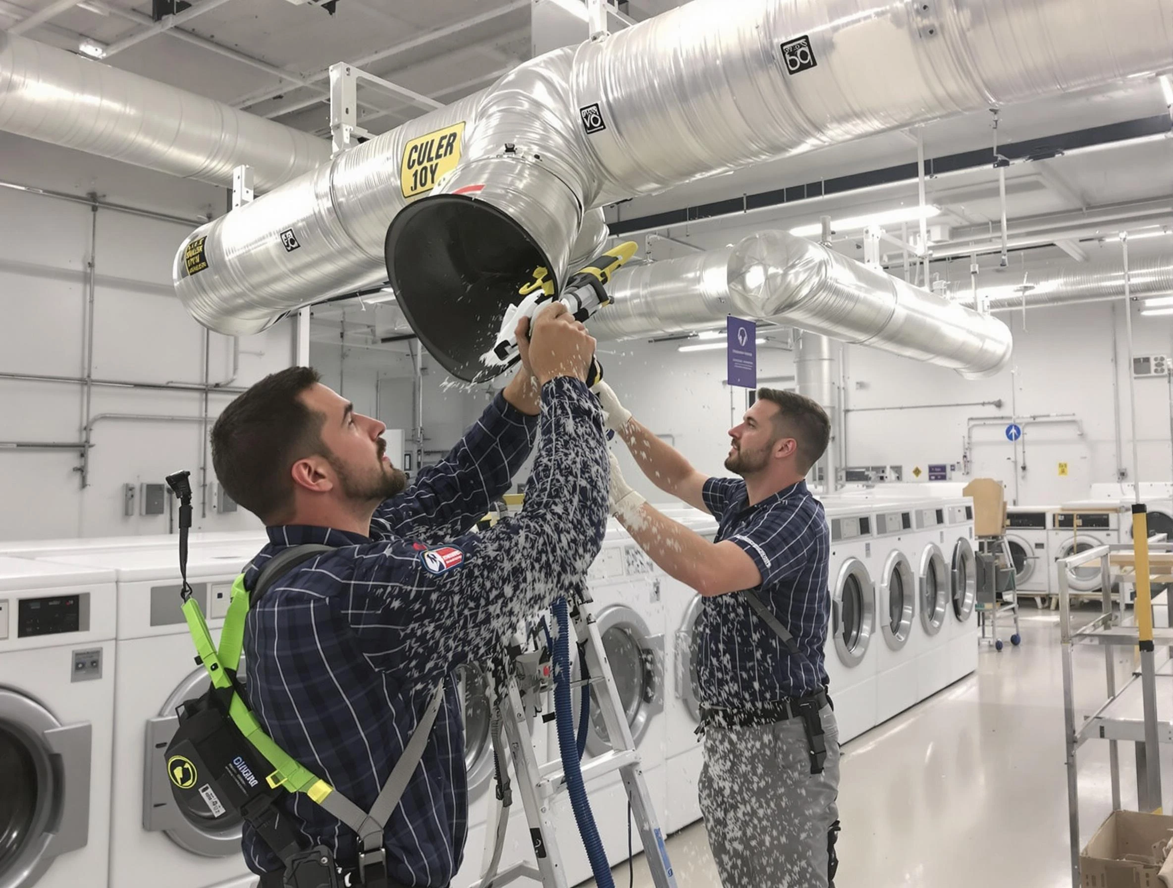 New Bedford Dryer Vent Cleaning team performing large-scale commercial dryer vent cleaning in New Bedford