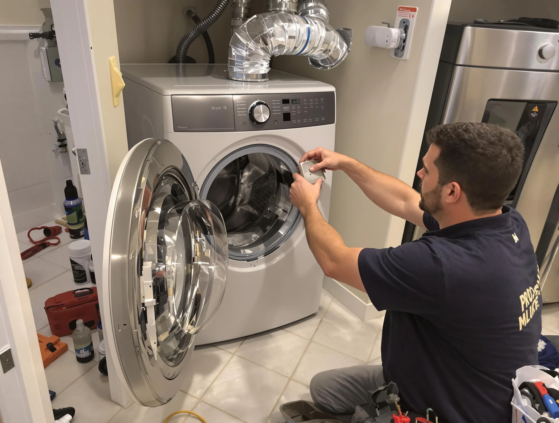 New Bedford Dryer Vent Cleaning technician performing precise dryer vent hose installation in New Bedford