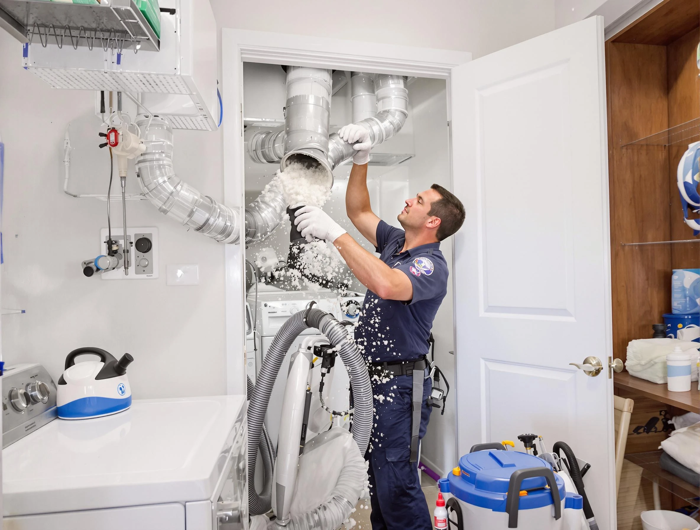 New Bedford Dryer Vent Cleaning technician delivering thorough residential dryer vent cleaning service in New Bedford
